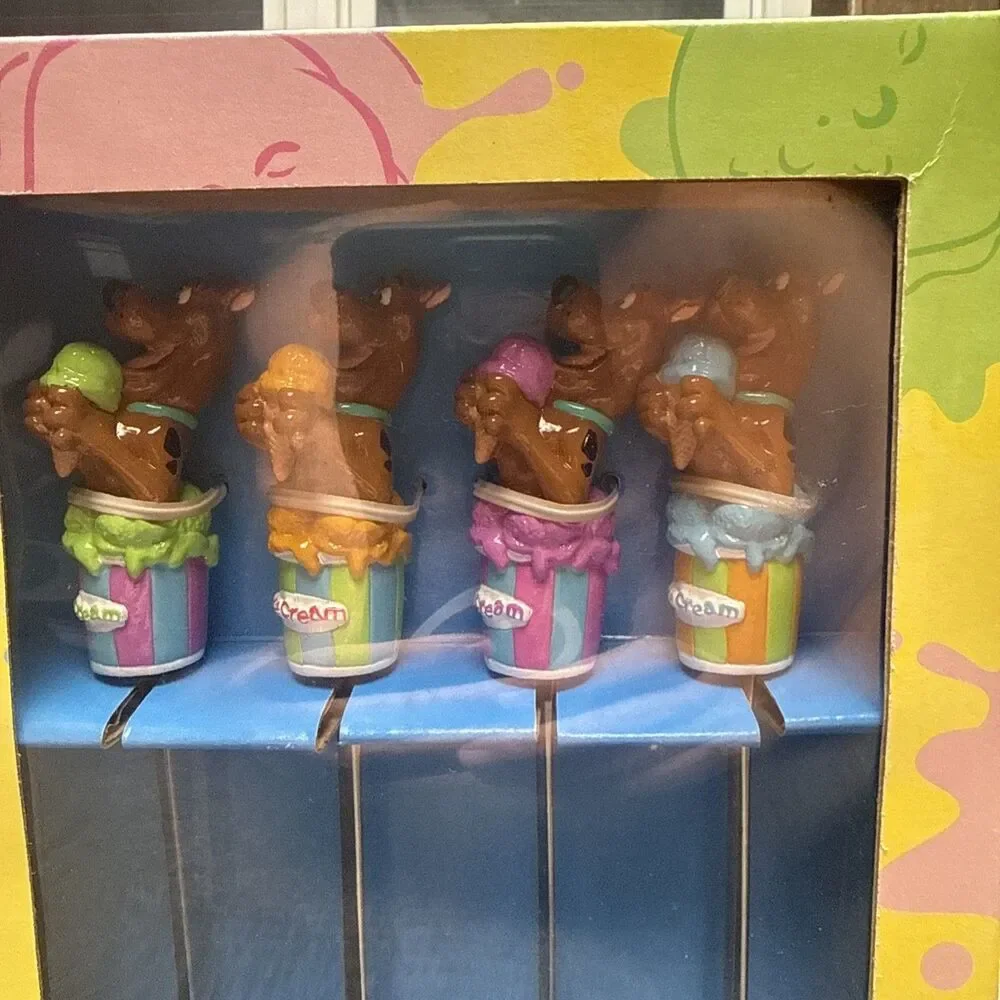 Vtg NIB WB Warner Bros Scooby-Doo Set Of 4 Parfait Spoon- Ice Cream Spoons